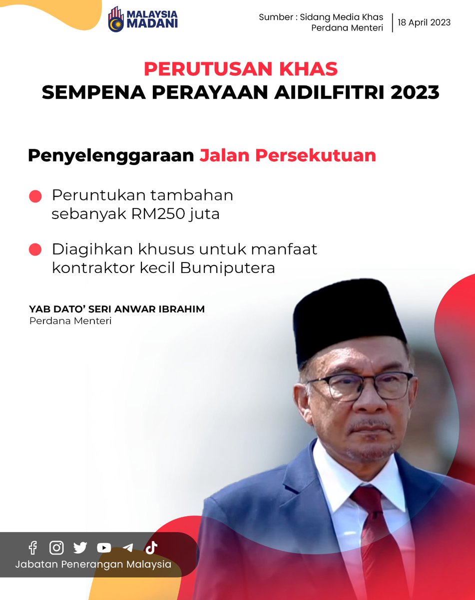 JPenerangan's tweet photo. Intipati Perutusan Khas Perdana Menteri, YAB Dato' Seri Anwar Ibrahim | 18 April 2023, Selasa

#TerujaRaya
#MalaysiaMADANI
#JabatanPenerangan https://t.co/5RBXrlpIJP