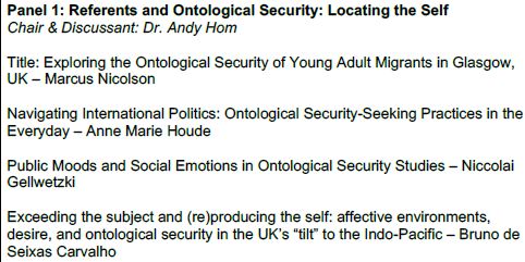 Looking forward to geeking out on #ontologicalsecurity next week at @ceseredinburgh with @AnneMarieHoude @NGellwitzki @carvalhobds @rogerslkay