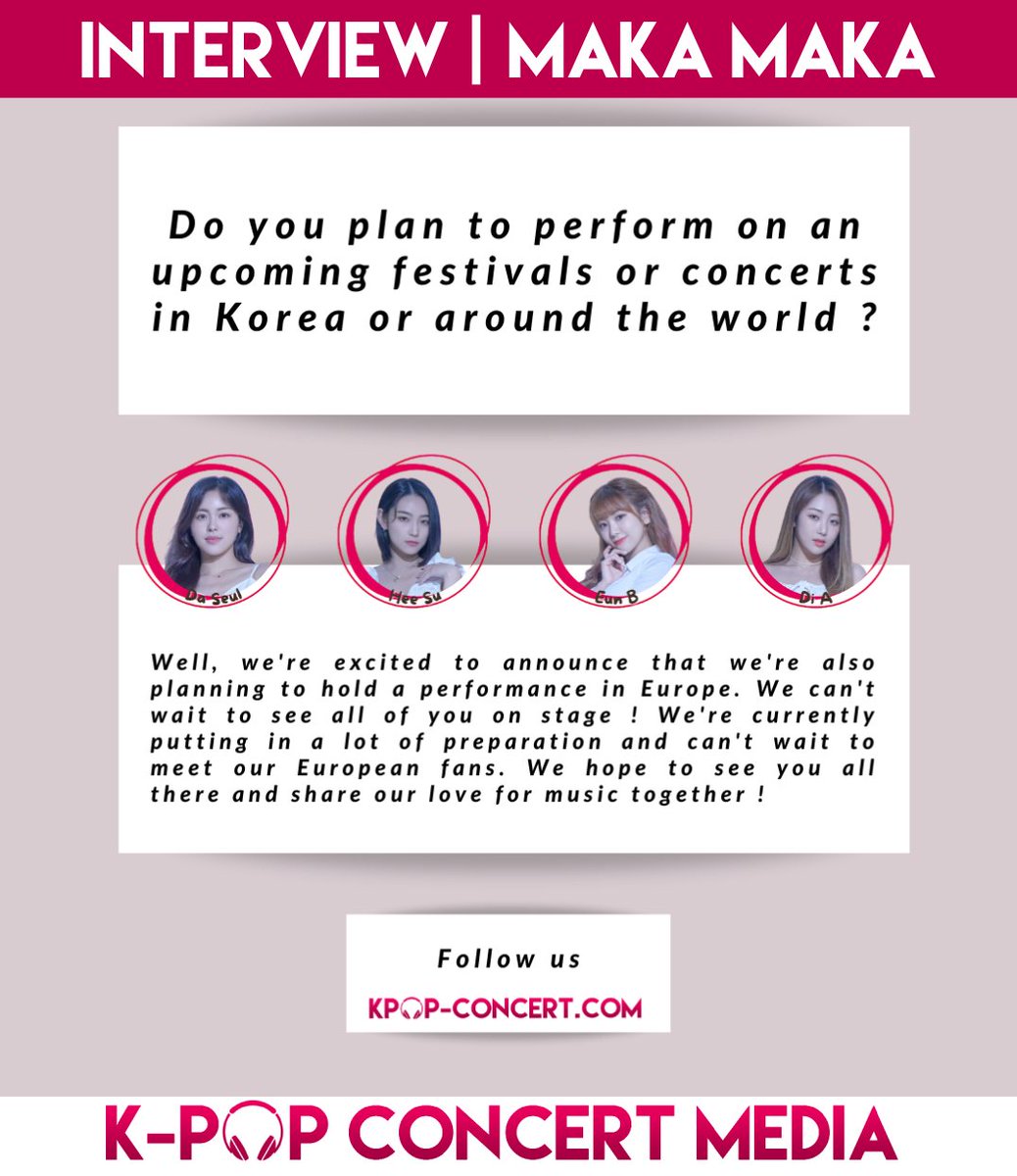 KpopConcert2's tweet photo. 18.04.2023 | K-INTERVIEW | MAKAMAKA
🇬🇧 Let’s discover the 4 girls of MAKAMAKA through our interview ! The girls answered so many questions ! kuddo to them !
English ▶️https://t.co/zyHuokz1Iw ◀️

@makamaka_world 
#interview #kpop #makamaka #Korea https://t.co/jcH2YmnN0i