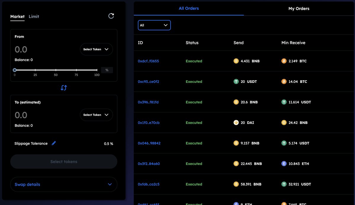 bayswap's tweet image. The real-time orders view is live.

With the help of self-build indexer infrastructures, we are happy to share that you can see all orders in real-time from now on.

We&apos;re trying to bring CEX(Binance/Coinbase) experiences to BaySwap DEX.

Moreover, the ZERO gas fee feature is…