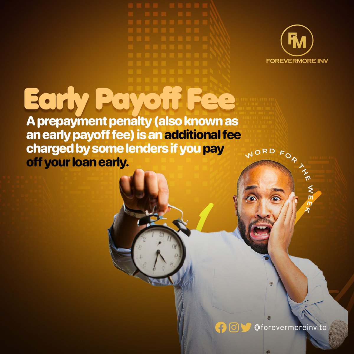 Word for the week

📌Early Payoff Fee
A prepayment penalty (also known as an early payoff fee) is an additional fee charged by some lenders if you pay off your loan early.

#payoff #payoffdebt #business #cash #loan #cashflow #finance #finance #goods #services