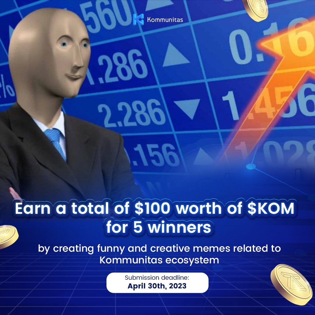 kommunitasnet's tweet photo. Humor us with your best, funniest memes, and win big! Do you have what it takes to win? Enter our contest now! #KOMevent #kommunitas #CryptoMemeMania #cryptoevent #web3event #memecontest #giveaway #giveawaycrypto https://t.co/bzkoXPm13Z