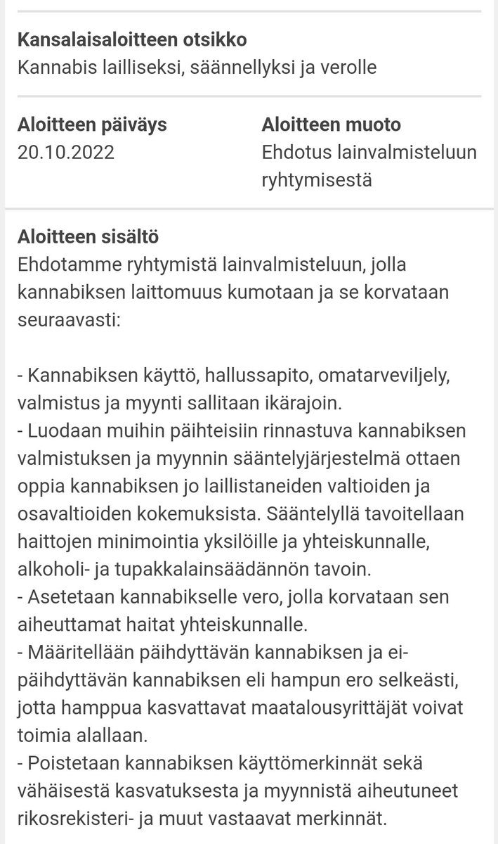 lailliseksi's tweet photo. Voit allekirjoittaa #KannabisLailliseksi
-kansalaisaloitteen 20.4 klo 23:59 asti.
https://t.co/sBNVxdIDTi

Aloitteen kattavat perustelut löytyvät aloitesivun lisäksi kuvina tästä ketjusta🧵

Tässä on itse aloitteen koko teksti: https://t.co/3IKXiejAVB