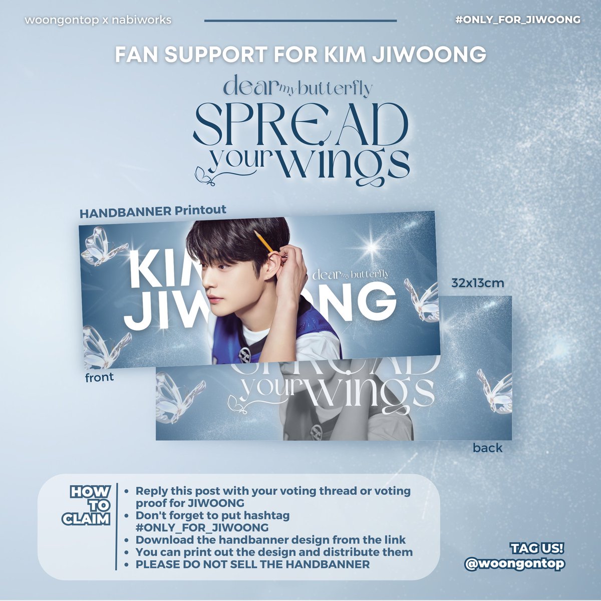 RTs and LIKES are appreciated
—
hello woongdeongies 🦋 i made a handbanner design you can use for final. feel free to distribute them too but please do not sell them 🫶🏻 let's support jiwoong 🦋 and spread the love 🤍 #ONLY_FOR_JIWOONG
—
download here 🔗 drive.google.com/drive/folders/…