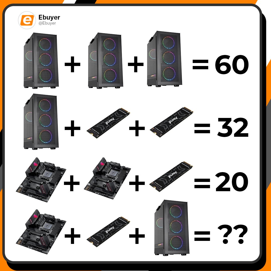 Ebuyer's tweet photo. Starting Tuesday off with a little brain teaser 🧠

What's the correct answer?🤔 https://t.co/GhBi8KD5Ss