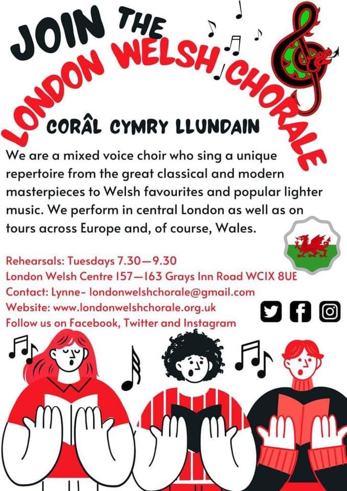 Looking to join a friendly, non-audition central #London choir ? Why not come along to a #taster evening at the #LondonWelshChorale - all voice parts are very welcome especially #tenors and #basses! #londonwelsh #londonwelshcentre #WalesinLondon #corcymraeg #Cymryllundain
