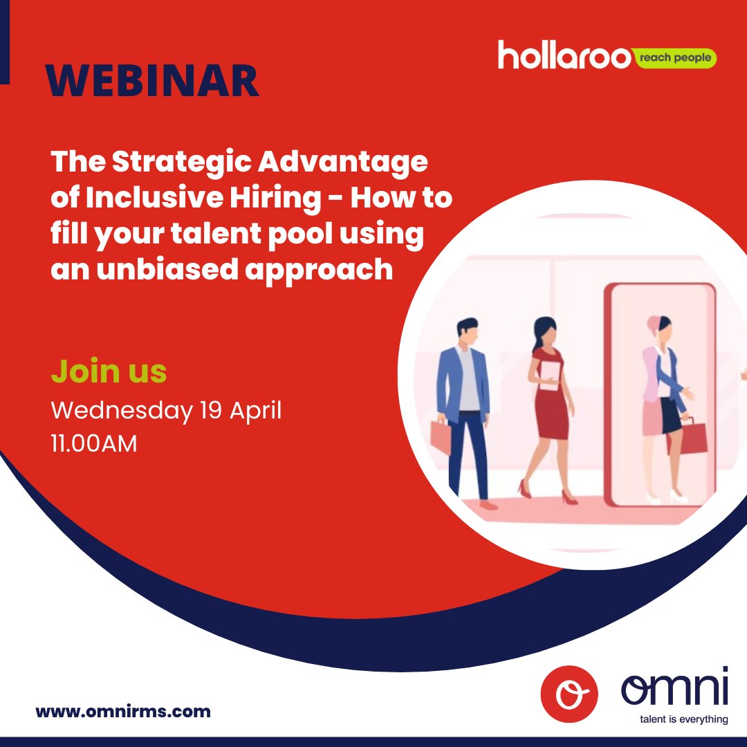 One day to go! 

Join James Crichton and Hollaroo tomorrow for the webinar: "The Strategic Advantage of Inclusive Hiring - How to fill your talent pool using an unbiased approach".

Sign up now ⬇️

tinyurl.com/4k7vddar 

#TalentIsEverything #Webinar