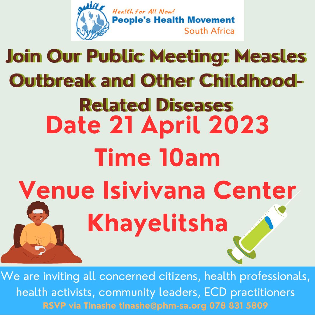 Join our public meeting: Public Meeting: #MeaslesOutbreak and Other Childhood-Related Diseases. We are inviting all concerned citizens, health professionals, health activists, community leaders, ECD practitioners, and many more.