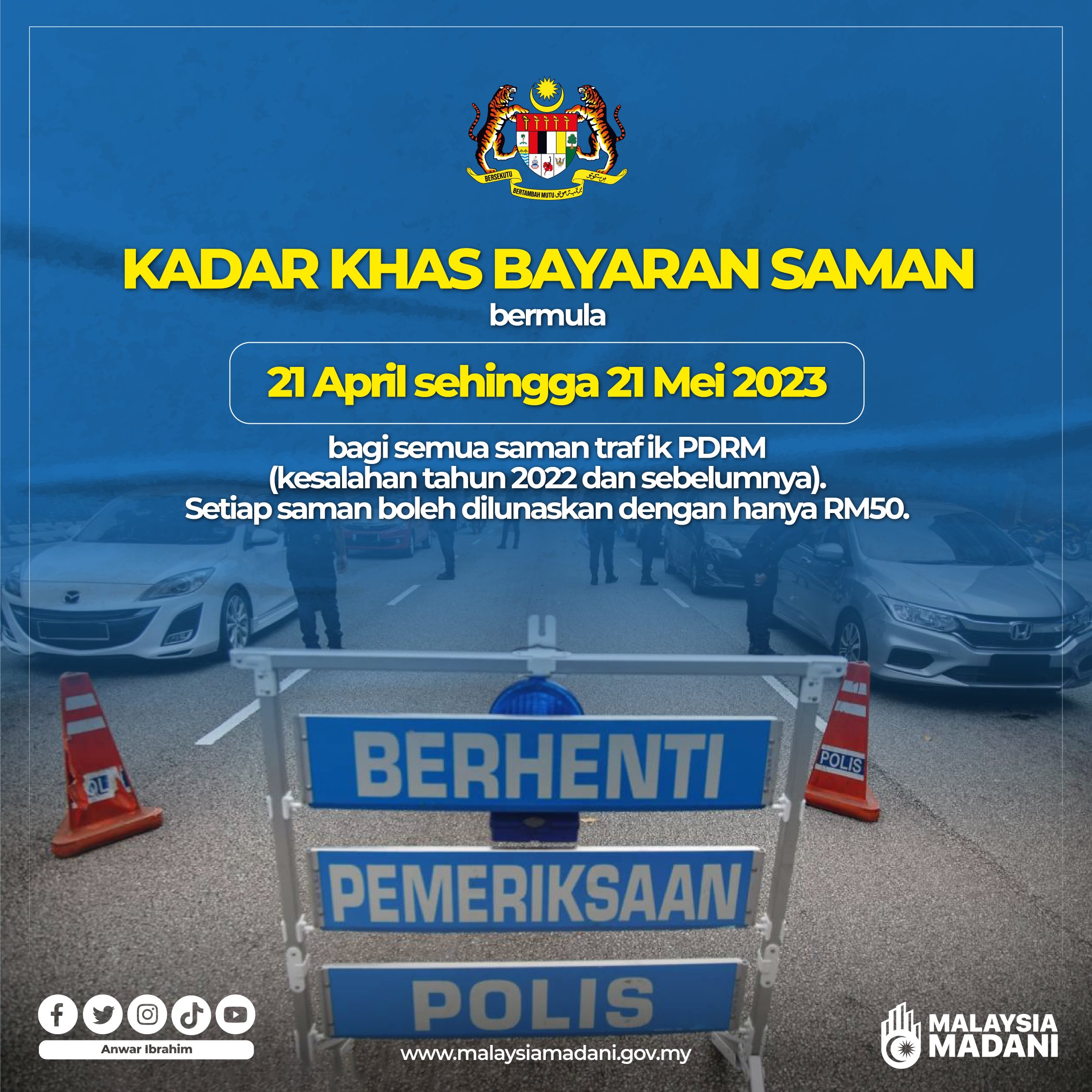 Cara Bayar Kadar Khas Saman Trafik PDRM RM50