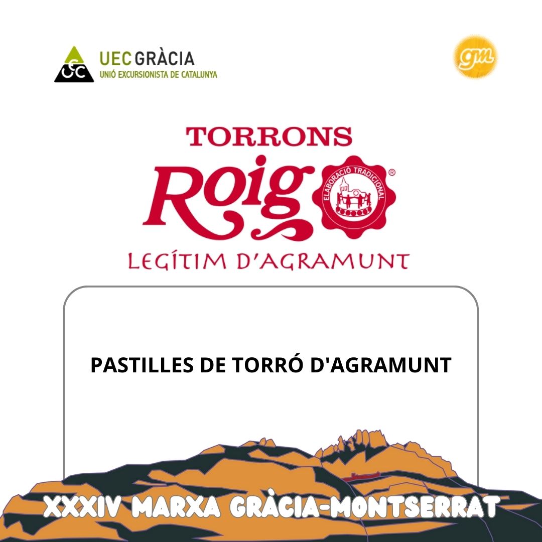 marxaGM's tweet photo. I com a postre, torró! perquè no? uns fruits secs i sucre que ens aporten nutrients i aquell punt d'ànims per seguir fent camí.
#TorronsRoig és un altre patrocinador fidel a #LaGM cosa que els marxaires agraeixen durant la marxa i també després, com a premi i record.

#CCCR https://t.co/rARgMT1nY1