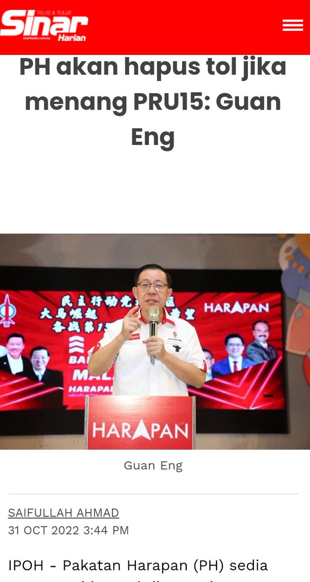 ibnuselanjuuri's tweet photo. Tol percuma sementara ibarat bagi umpan jer. Kami tuntut janji bos @dapmalaysia , Mr @guanenglim untuk #hapustol jika @pakatanharapan_ menang Pru15. Dah jadi KERAjaan kan. #hancing https://t.co/F97QQmZsUm