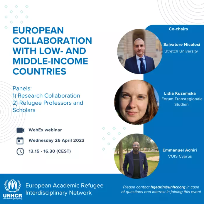 euatweets's tweet photo. The European Academic Refugee Interdisciplinary Network (EARIN) is holding the first online workshop of the Network on “European Collaboration with Low- and Middle-Income Countries”
🎙️ @UniUtrecht @transregionalis @voiscyprus
📅 26 April, 13.15-16.30 CEST
https://t.co/5EWuswoH7u https://t.co/03mFOvuwot