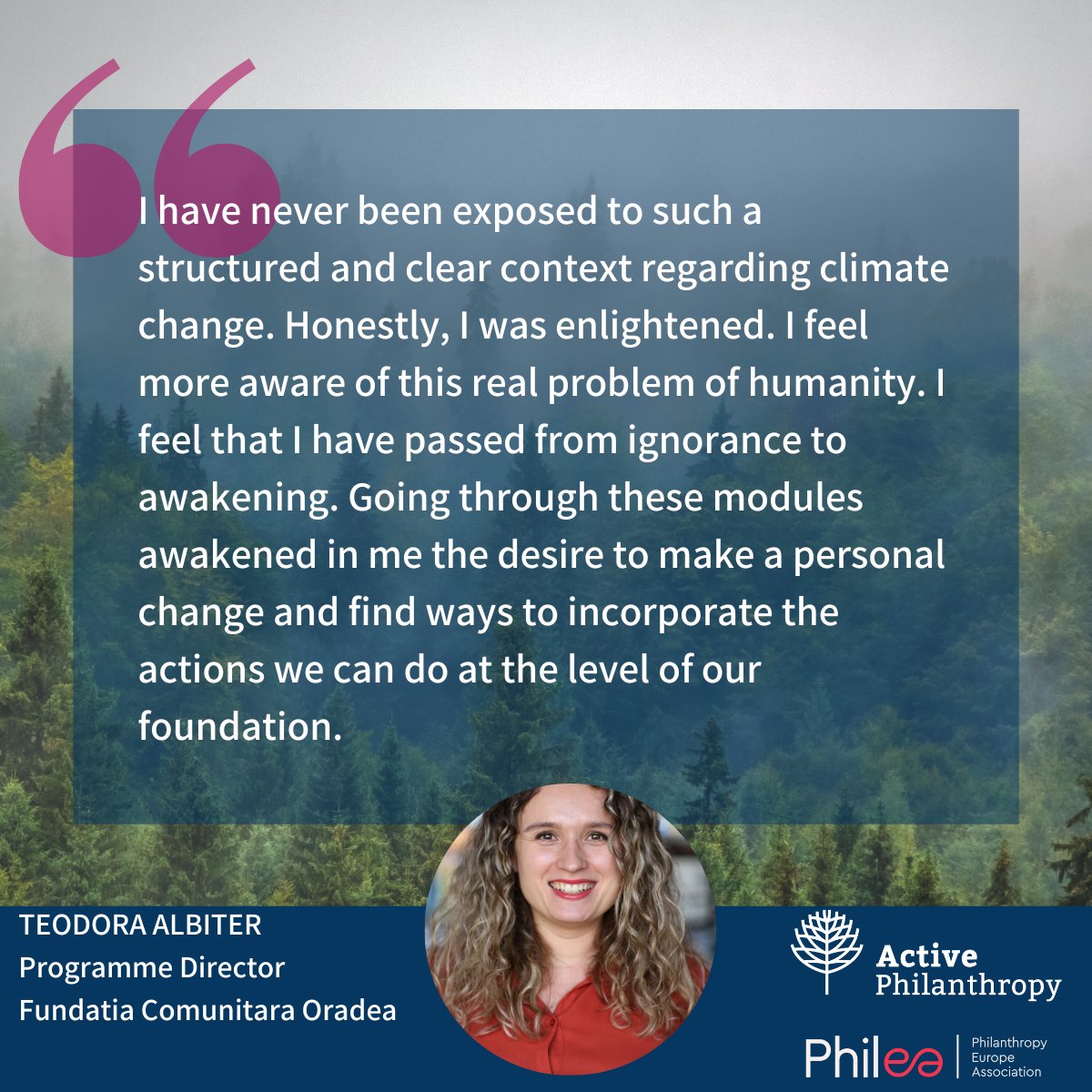 🚀In this week’s testimonial, Teodora from the <a href="/ECFInews/">ECFI</a> cohort shares why the #ClimatePhilanthropyCourse was a #GameChanger for her.

🚨Don’t miss our last course of the season before the summer break! Next cohort starts May 8th➡️learn.activephilanthropy.org/courses/copy-o…
#PhilanthropyForClimate