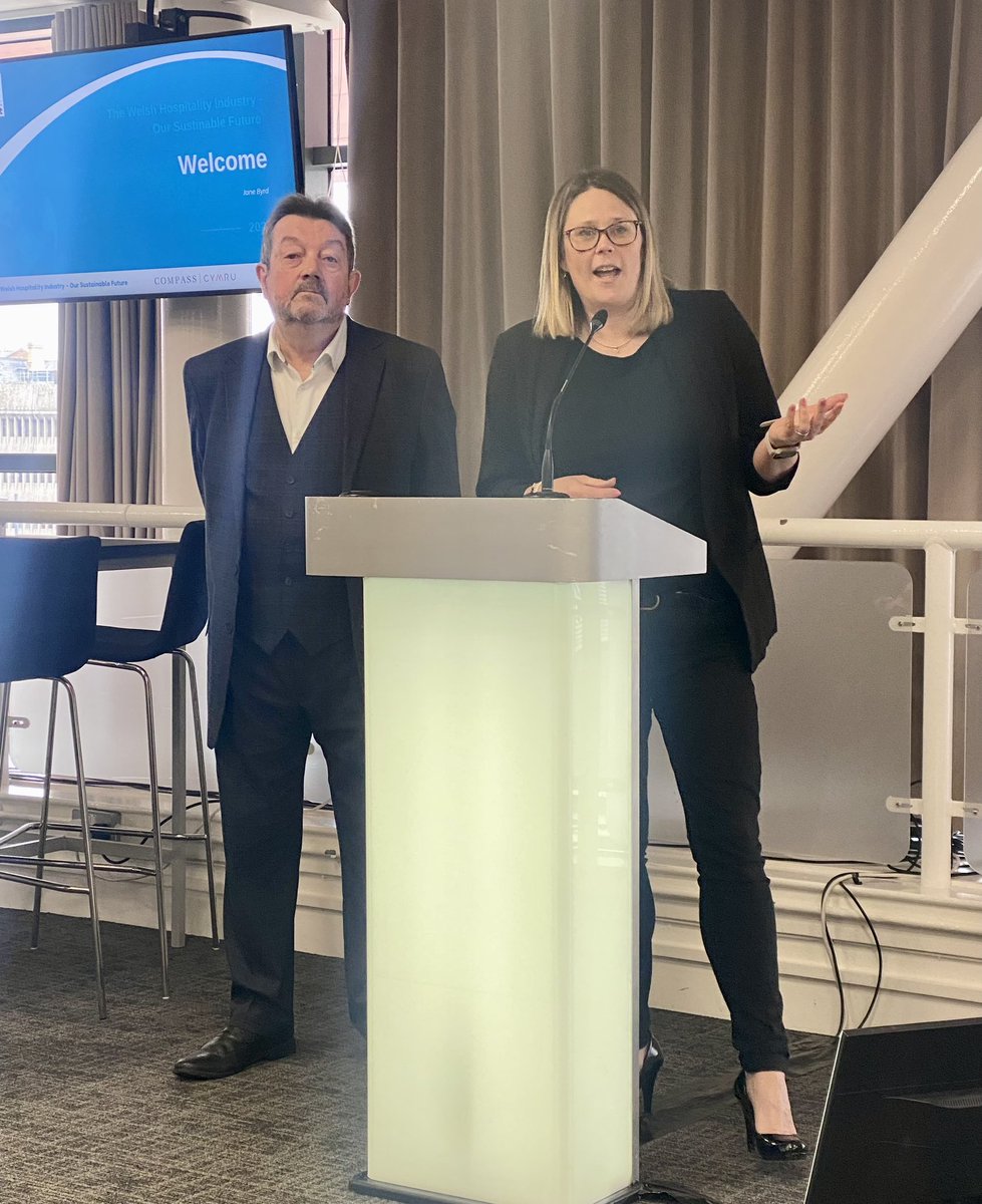 Our Compass Cymru and <a href="/ukhcymru/">UKHospitality Cymru</a> event - Our Sustainable Future - kicks off with MD <a href="/Mrsbyrd81/">Jane Byrd</a> and <a href="/UKHospKate/">Kate Nicholls OBE</a> - talking about the importance of our industry coming together today, to share insights and best practice. 

#OurClimatePromise #NetZero #TeamCompass