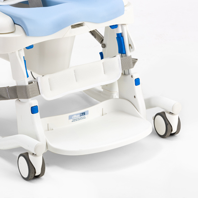 The angle of the new <a href="/Rifton/">Rifton</a> HTS Footboard can adjust in five 10° increments, from 10° back to 30° forward - allowing optimal height and angle support for the user. 

The height adjustable Footboard also flips up out of the way to allow the user room for sit-to-stand transfers.