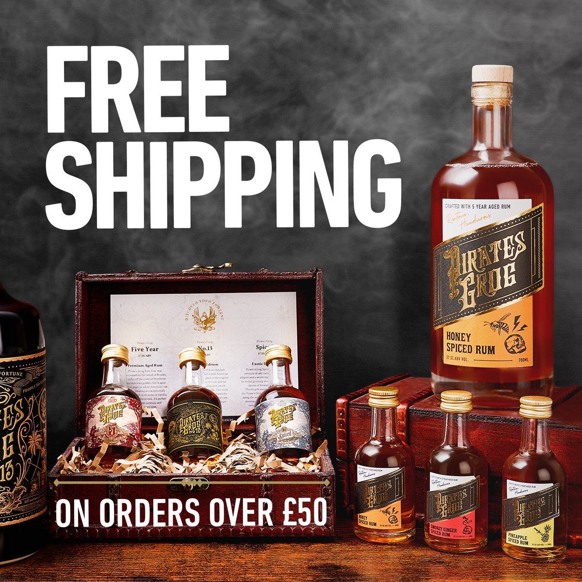 So what arrrre you waiting for? 🏴‍☠️ 
-
Set a course for our website and load up yer cart with all yer favourites! With free shipping over £50, there's no better time to indulge in the finer things in life. ⛵️🌊