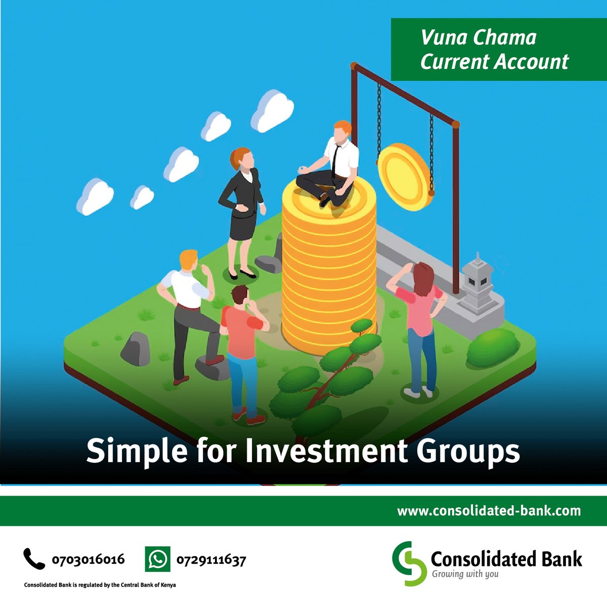 consolidatedKe's tweet photo. Ready to invest and grow? @Consolidatedke's #VunaChama Current Account is a simple way for your Chama to start investing
#InvestTogether #Bintiawards #GrowTogether #ConsolidatedKe #InvestmentGroups #Chama https://t.co/90JCdwUKPx