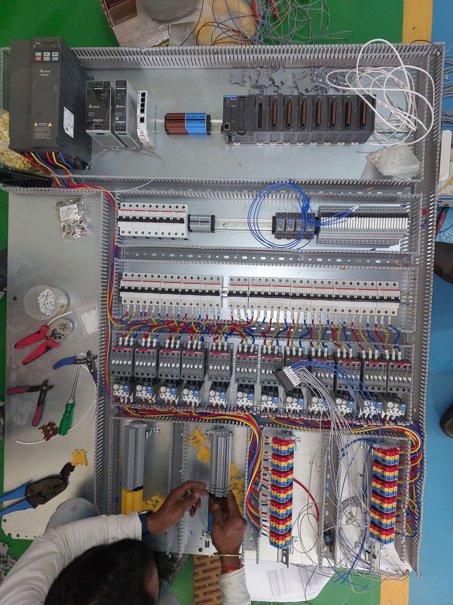 #automation Panel for 'Waste Plastic to Energy Recycling Plant' Thanks for the support from Our Parent Companies for their products. Using #delta #AS300 PLC, VFD & HMI, #abb Switchgear, #phoenixcontact Ethernet Switch & Relays, #Connectwell Terminal Blocks, #NventHoffman Panels