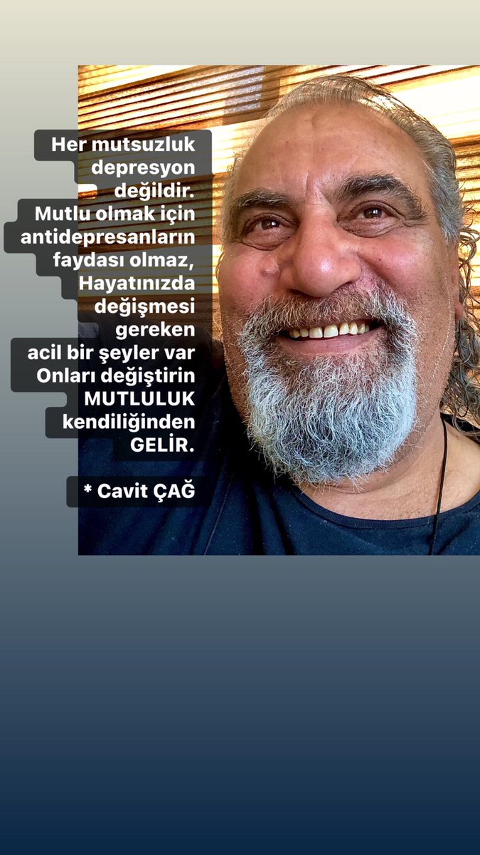 CavitCag's tweet photo. Her mutsuzluk depresyon değildir.
Mutlu olmak için antidepresanların faydası olmaz,
Hayatınızda değişmesi gereken acil bir şeyler var
Onları değiştirin MUTLULUK kendiliğinden GELİR.

* Cavit ÇAĞ https://t.co/6tgz7SKDL9