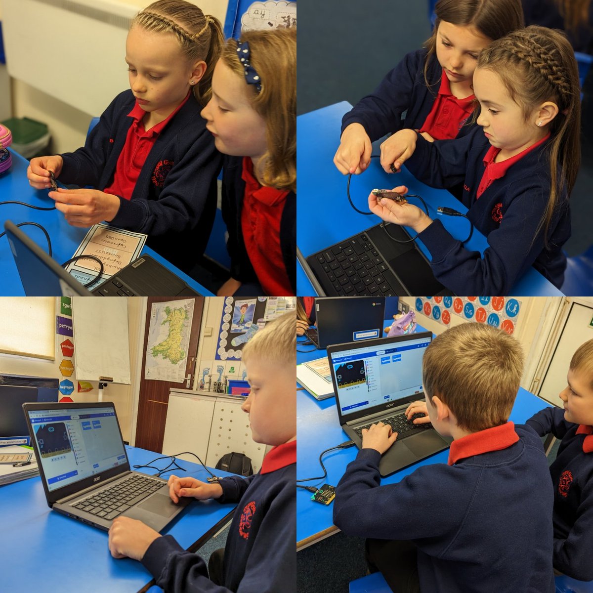 3BlwyddynYBE's tweet photo. Diolch yn fawr i Lloyd, Craig a Teigan am gynnal gweithdy @microbit_edu gyda'r disgyblion y bore 'ma. / Thank you very much to Lloyd, Craig and Teigan for the micro:bit session with the pupils this morning. 💻#tgchYBE @Technocamps @BroEirwg @LlC_Addysg @CUCompSciSTEM https://t.co/qmwWSR5eDt