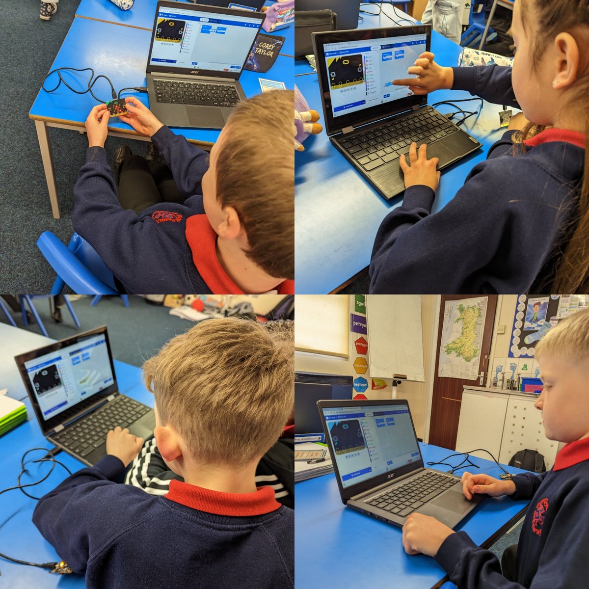 3BlwyddynYBE's tweet photo. Diolch yn fawr i Lloyd, Craig a Teigan am gynnal gweithdy @microbit_edu gyda'r disgyblion y bore 'ma. / Thank you very much to Lloyd, Craig and Teigan for the micro:bit session with the pupils this morning. 💻#tgchYBE @Technocamps @BroEirwg @LlC_Addysg @CUCompSciSTEM https://t.co/qmwWSR5eDt