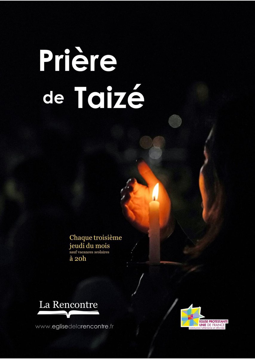 BaccuetC's tweet photo. Jeudi 20 avril, 20h, #prière de #Taizé au temple de l’Eglise protestante  #EPUdF de La Rencontre, 17 rue des Petits-Hôtels, #Paris 10.
Chaque 3ème jeudi du mois.
@taize @EPUdF @paroissepentlux #paris10 https://t.co/ocKhOJGBDM