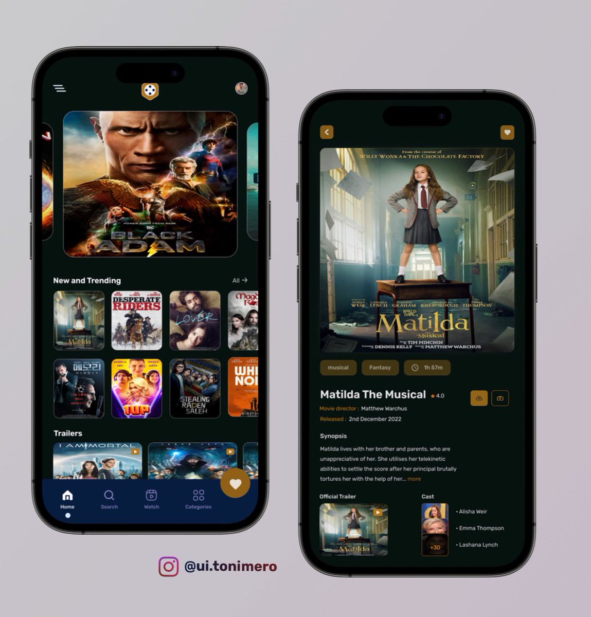 ui_tonimero's tweet photo. Mockup on this Movie App UI design. Late on it but still think it’s worth posting.
What are your thoughts?
Feel free to share 🔶
#unsignedartist #ukui #dailyui #nft
#uidesign #uitrends
#PhynaTheElephant | #BLACKPINKatCoachella | Klopp | iPhone 15 | Tunde Ednut https://t.co/HlSXnNFVjT