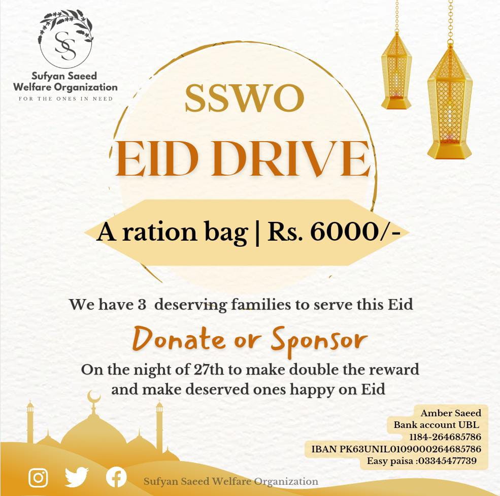 WelfareSufyan's tweet image. Team *SSWO*  serving 3 deserving families by providing rashan bags, each costs 6000, 
Let&apos;s come together and make deserved one&apos;s happy this Eid. 

#SSWO
#Welfare
#EIDdrive 
#HolyMonth_2023