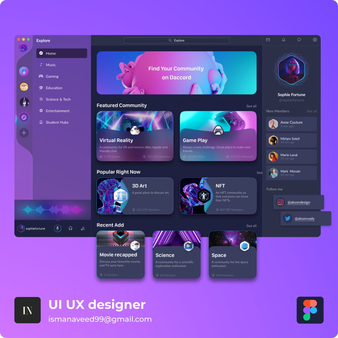 NaveedIsma's tweet photo. Daccord Dashboard | Analytics UX UI😎
...
Let's Design Something Great Together ✨
📩 Email: ismanavees99@gmail.com
Have a Nice Day 💌
...
#dashboard #dashboarddesign #gamedashboard #glassmorphismui #glasseffect #gaming #uidesign #minimaldesign #uiinspiration #uiux #uidesign https://t.co/zkfpXysWjZ