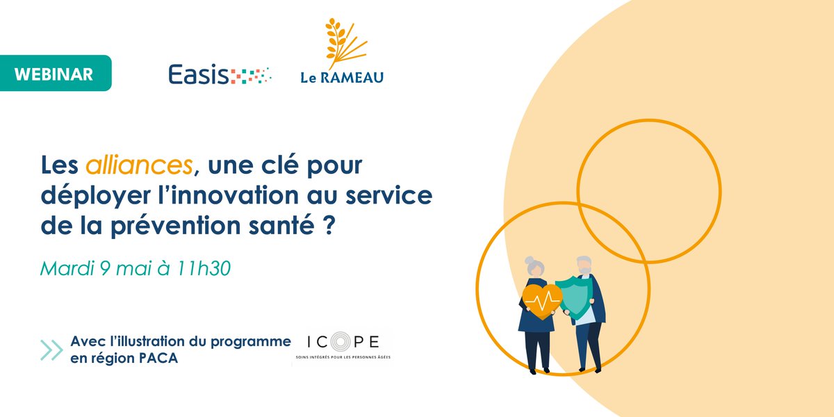 📣 #Webinar | Les alliances, une clé pour déployer l’#innovation au service de la #prévention santé ?

Découvrez comment intégrer l’ingénierie d'alliances territoriales au cœur des projets de parcours de #santé, tel que le #bienvieillir.

👉 Inscriptions : bit.ly/3MSlj5U