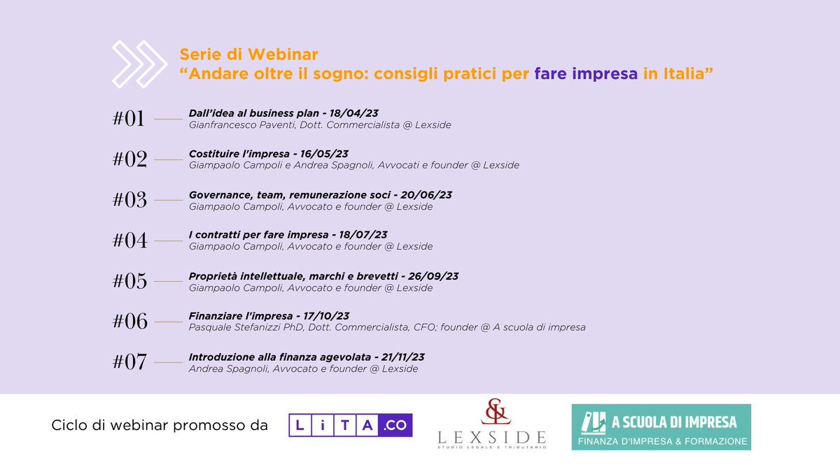 Stasera primo appuntamento del nostro ciclo di webinar sul #fareimpresa. Cominciamo col #businessplan. 
Iscrizioni: app.livestorm.co/lita-co/webina…