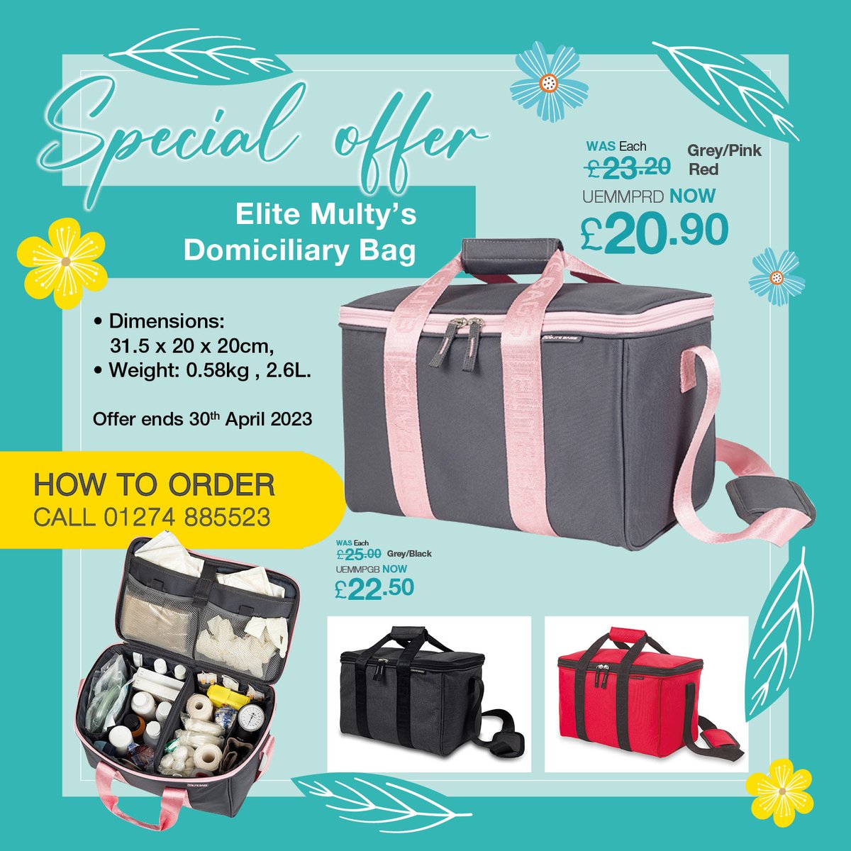 On offer - 10% off Elite Multy's #Domiciliary Bag.
A multipurpose first aid bag that fits all your essential footcare products. Available in Grey/Pink, Red or Grey/Black.
View all offers here bit.ly/3KDfo1G #healthcare #care #footcare #foothealthpractitioners #careworker