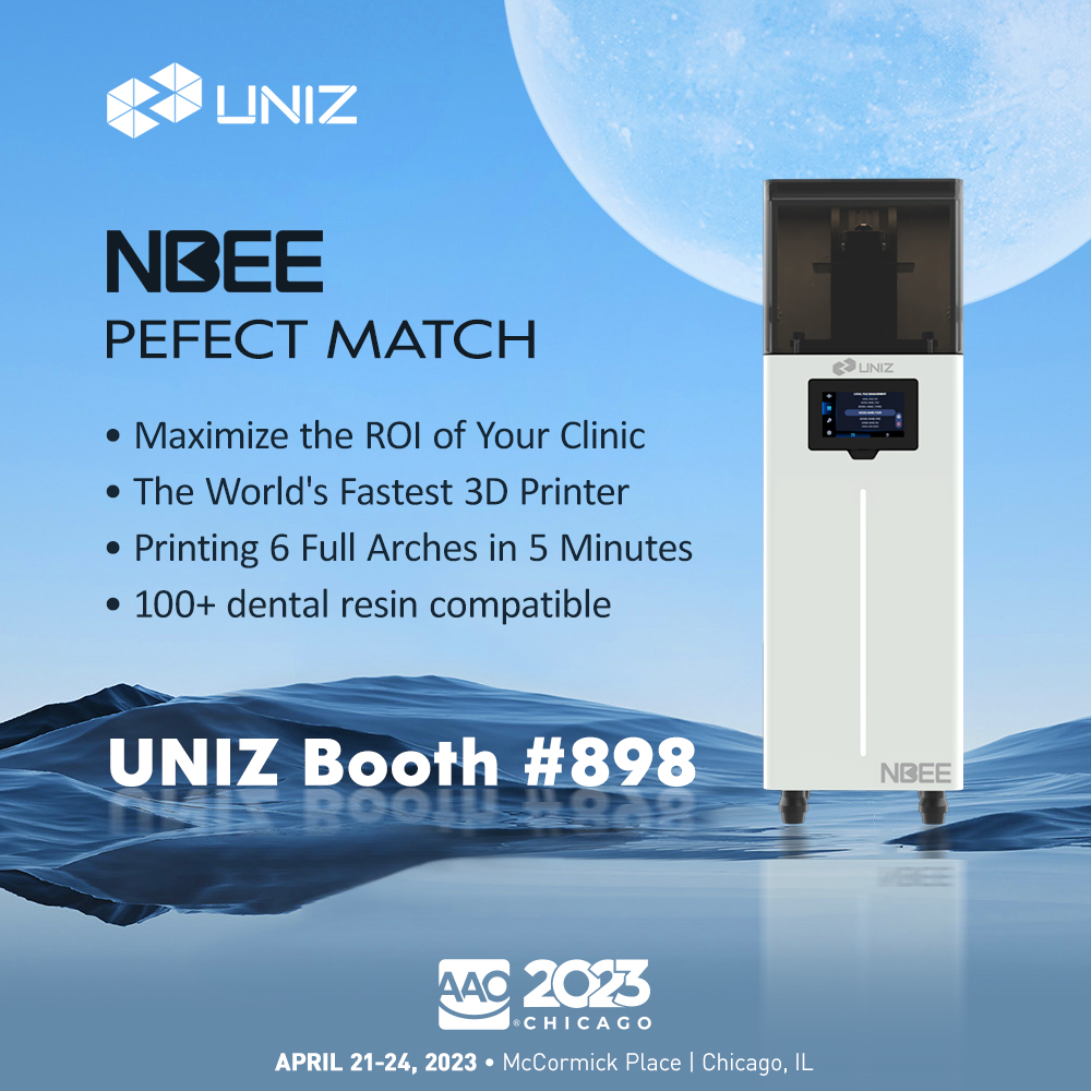 UNIZTechnology's tweet photo. Get ready to envelop yourself in the world’s greatest celebration of orthodontics, AAO 2023!
Connect with us to see the comprehensive dental 3D printing workflow!
🕋UNIZ booth #898
🗓2023, April 21th-24th
📍McCormick Place, Chicago IL

#NBEE #UNIZ #3dprinter #AAO #AAO2023 https://t.co/RqJDhtYjao