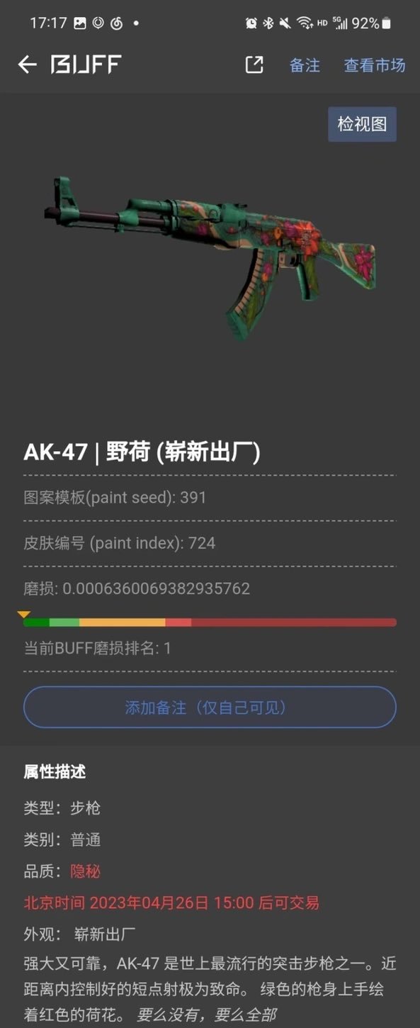 CS:GO AK47, 野荷