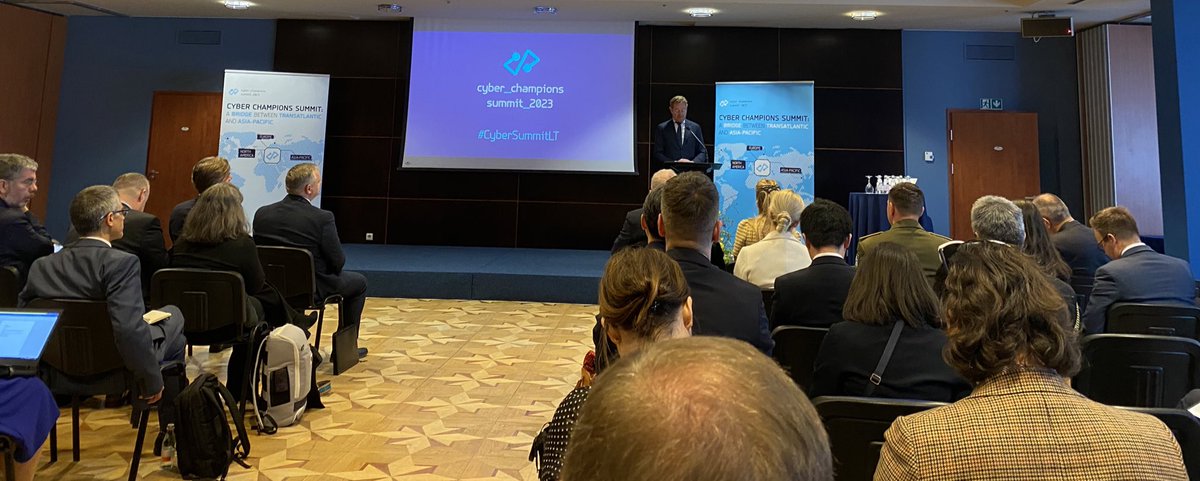 liesjeklomp's tweet photo. Strong statement by NATO ASG-ESC David van Weel on need to continue to jointly invest in strengthening our resilience @ #CyberSummitLT Great start for Summit full of conversation on #cyberdefence #cyberdiplomacy with international partners including the EU and the private sector. https://t.co/W67FMZHHNl