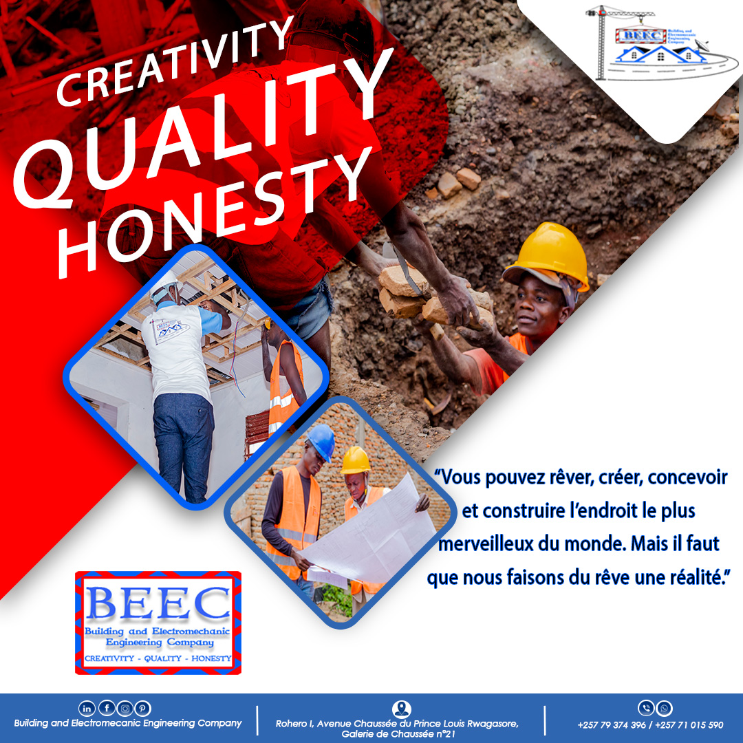 beec_bi's tweet image. Vous pouvez rêver, créer, concevoir et construire l’endroit le plus merveilleux du monde. Mais il faut que nous fassions du rêve une réalité.
Contactez-nous :
+257 61374396
+257 71 01 55 90
#beec
#buildingengineering
#housedesign
#yeswecan
#webuildandfournish
#beecburundi