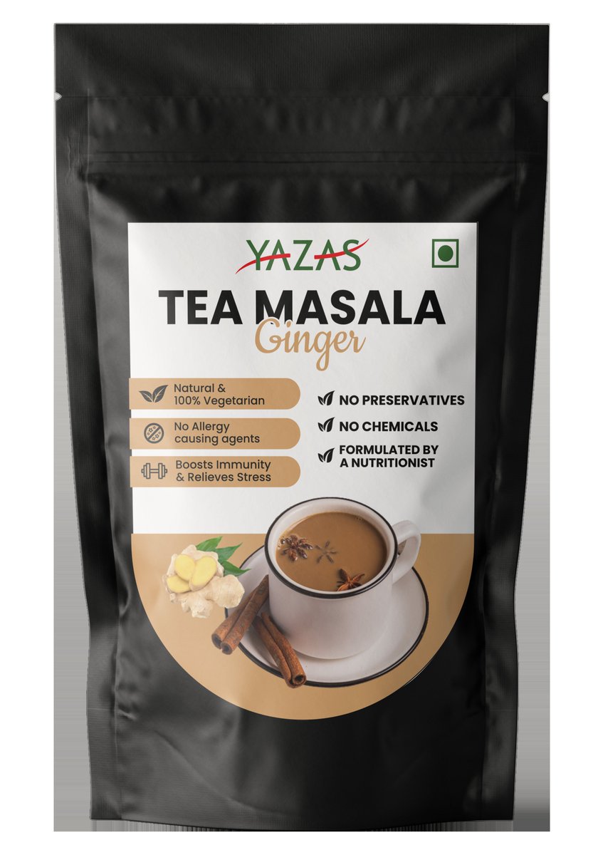 YazasFood's tweet photo. TEA MASALA☕
'Ginger'

-Natural &amp; 100% Vegetarian🌱
-No Allergy causing agents
-Boosts immunity💪&amp; Relieves Stress😌

"No Preservatives"
"No Chemicals"
"Formulated by a Nutritionist"👩🏻‍⚕️🥗

#Tea #TeaMasala #Ginger #TeaPowder #Yazas #YazasFoods #BoostsImmunity #Natural https://t.co/27UH2HgDyI