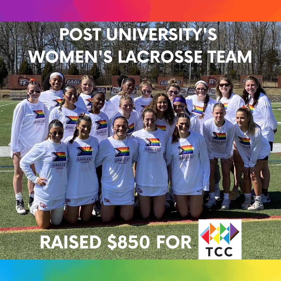 CTPrideCenter's tweet image. Post University's Women's Lacrosse team raised $850 for TCC through sales of tickets to their March Pride game and through the sale of merchandise. Thank you @Postuniversity @postwomenslax for your generosity and support!

#ctpridecenter #tcc #postuniversity #postwomenslacrosse