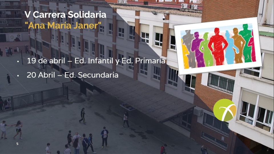 ¡Se acerca el día! "V Carrera Solidaria AMJ". 19 y 20 de abril. Todos los alumnos/as que queráis participar tenéis que traer un paquete de comida al centro. Éstos irán destinados a la gente más desfavorecida de nuestro barrio. ¡Gracias por vuestra colaboración!