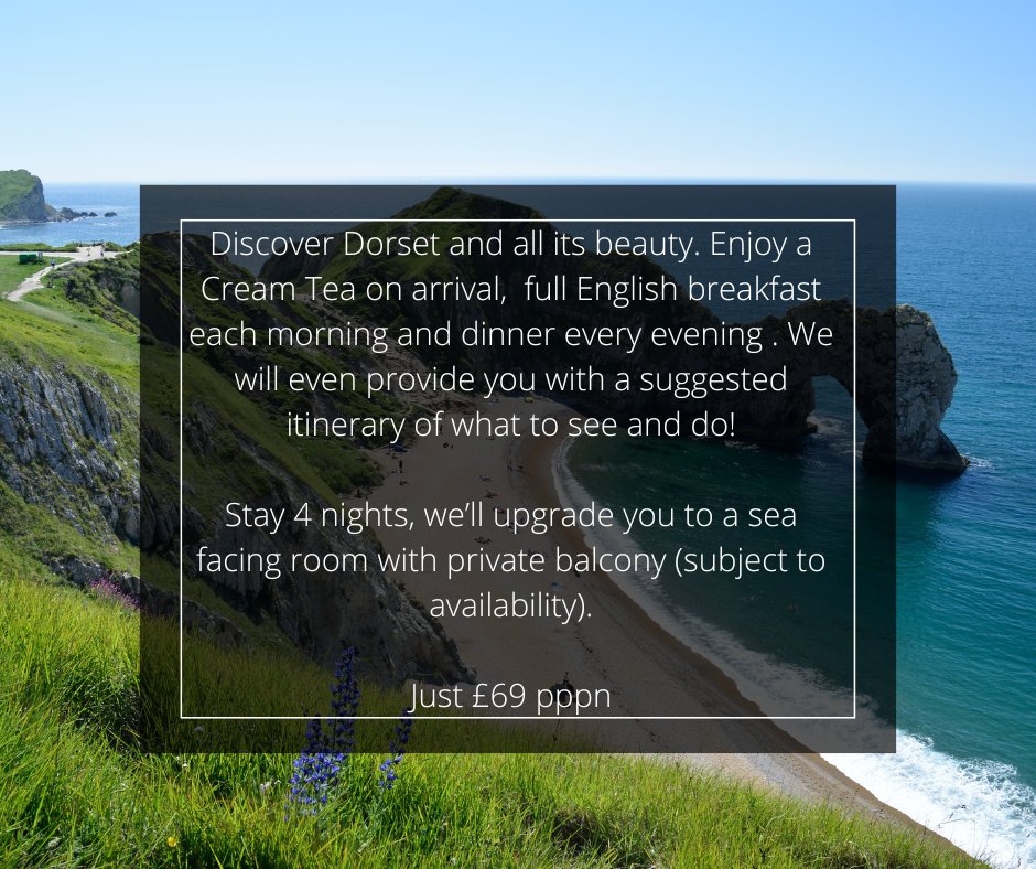 Discover Dorset experience is back!!

Check availability and book now! bookin1.com/bookingEngine/…

Available  Sunday – Thursday (offer excludes August). Minimum stay of 2 nights applies. 25% deposit required upon booking.

For more info, please  our Reception Team on 01202 763653☎️
