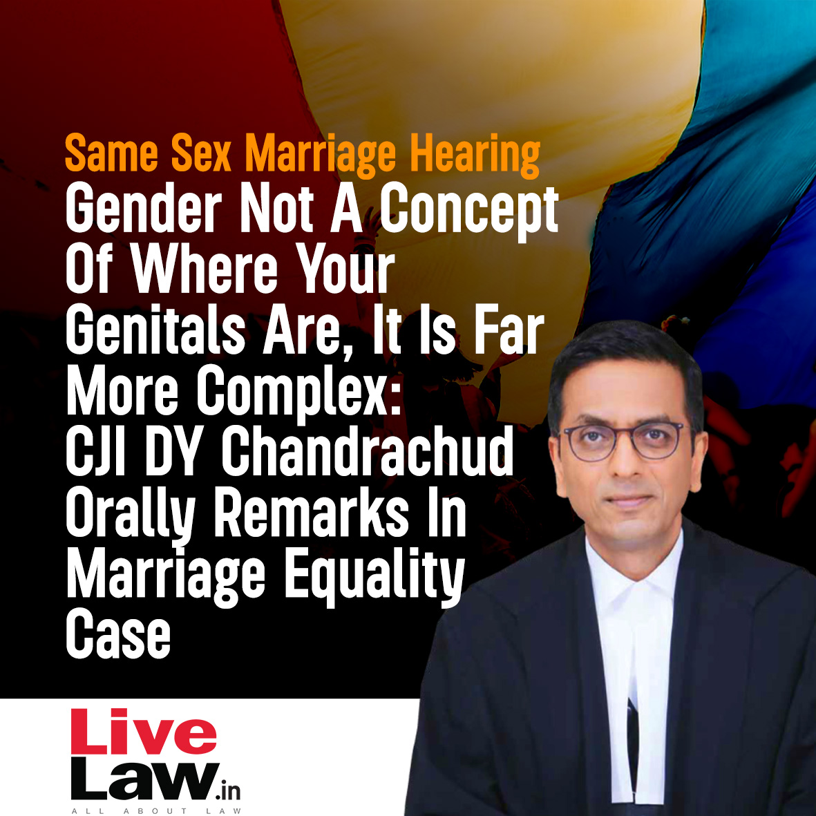 LiveLawIndia's tweet photo. The Supreme Court, while hearing the batch of petitions seeking legal recognition for #SameSexMarriage in India, orally discussed the ambit of gender and whether it expanded beyond the biological sex of a person. 
Read more: https://t.co/heKo954WMw
 #SupremeCourtofIndia https://t.co/Fcd5q35b2g