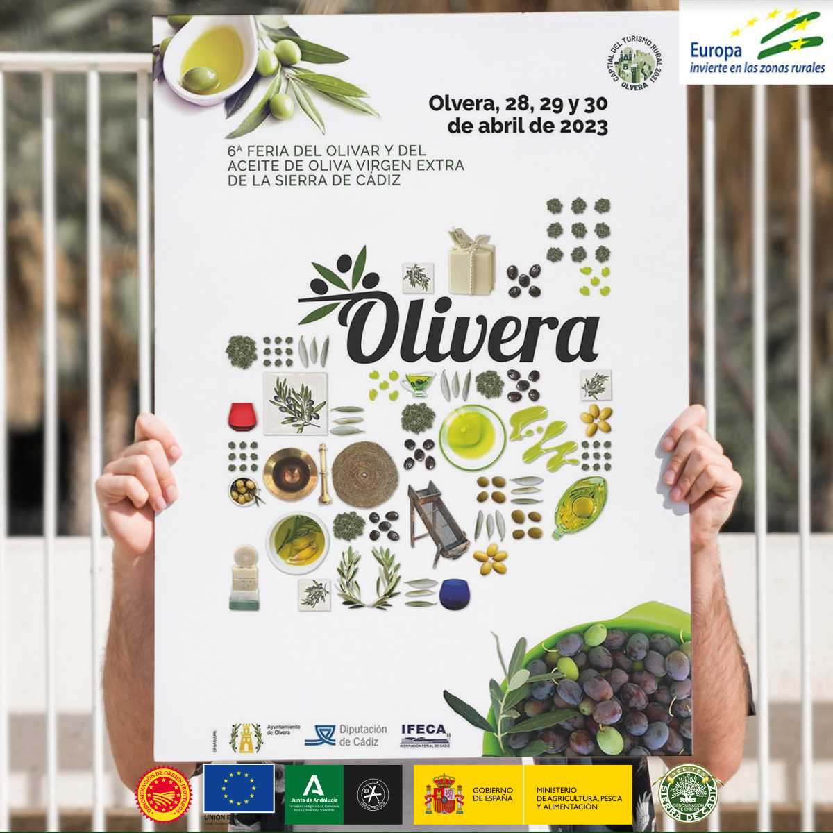 28, 29 y 30 de abril se  celebra la 6º Ed. de la Feria del Olivar y del Aceite de Oliva Virgen Extra de La Sierra de Cádiz.👏

Será en Olvera y está organizada por el Ayuntamiento y la Diputación Provincial de Cádiz, a través de la institución ferial C-Ifeca.

💚 Os esperamos!💚