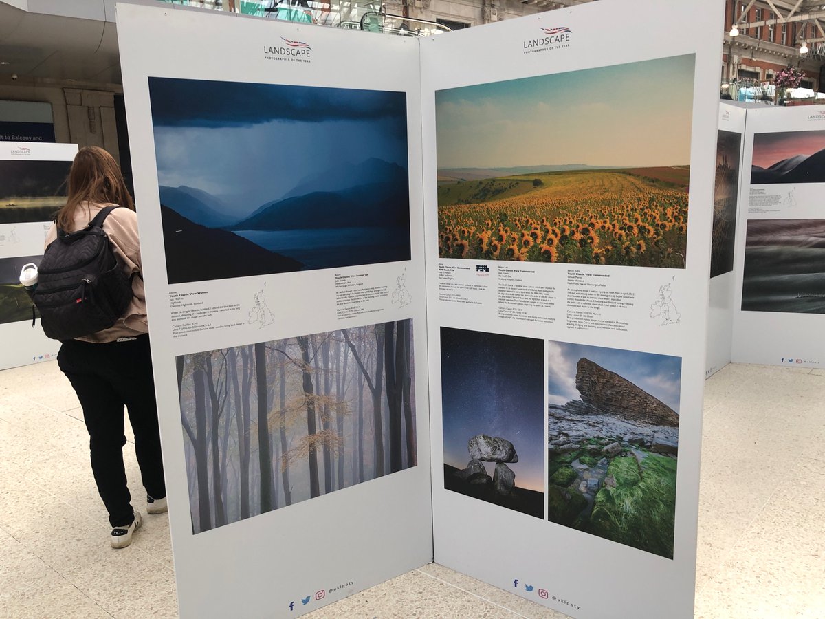 LandorUK's tweet photo. Excellent use of train station spaces for  #landscapephotographeroftheyear temporary #gallery and for sharing to commuters https://t.co/0D6wGl6Q8P