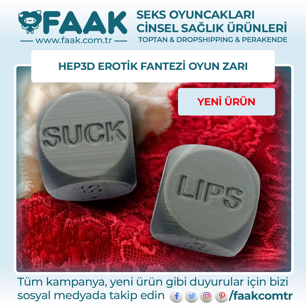 faakcomtr's tweet photo. 📷 Erotik Fantezi Oyunu Seks Zarı
📷 Erotic Fantasy Game Sex Dice
HEP3D #faak #seksoyuncakları #sextoy #toptan #tedarik #wholesale #wholesaler #dropshipping #dropshipper #eticaret #ecommerce #turkey
https://t.co/JEU27dH5ML https://t.co/TsuxBdHBdi