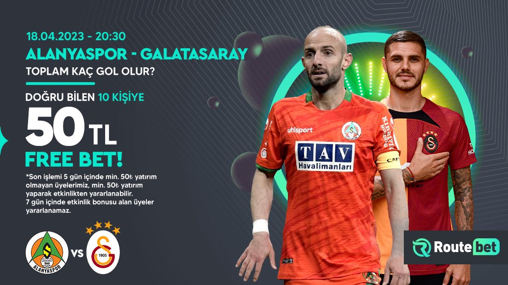 🎁 Alanyaspor - Galatasaray maçında TOPLAM KAÇ GOL OLUR doğru tahmin eden 10 KİŞİYE 50₺ FREE BET!💵 

🖐Yatırım Kuralı Görselde
✅Hesabımızı takip et  
✅Kullanıcı adını ve tahminini yazarak RT yap
✅Takip et; <a href="/Terskose00/">Ters Köşe</a>

📱linktr.ee/routelink
