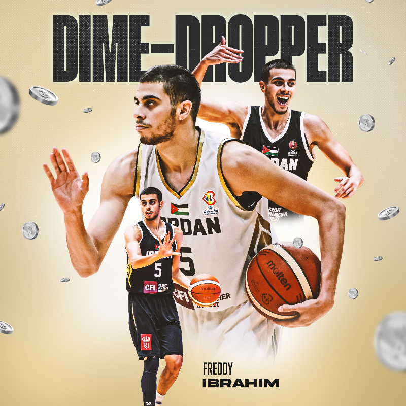 FIBAAsiaCup's tweet photo. More dimes than the Central Bank 🪙

Freddy Ibrahim’s 🇯🇴 playmaking at #FIBAWC Asian Qualifiers was arguably unparalleled 🌟

#WinForJordan