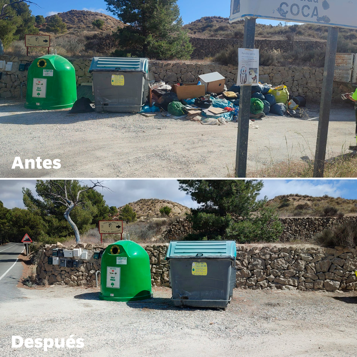 🚯 Os dejamos el antes y después de un vertido incívico recogido por los compañeros de <a href="/FCC_MA/">FCC Medio Ambiente</a> 👌