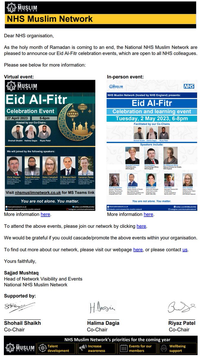 📢National NHS Muslim Network - Eid Al-Fitr Celebration Events 2023📢