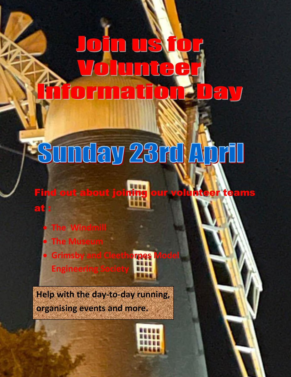 Interested in being a volunteer at Waltham Windmill, join us on the 23rd for more information #heritage #windmill #grimsby #cleethorpes