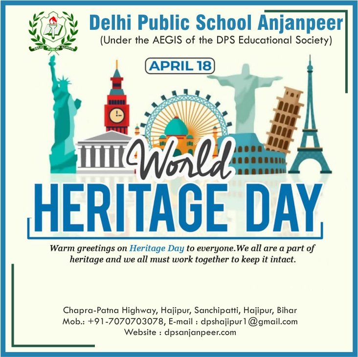 dpsanjanpeer's tweet photo. World Heritage Day
#WorldHeritageDay #admission #admissionopens #admissionopen2023-24 #school #delhi #dps #dpsschool #schoollife #schooldays #discipline #bestschool #dpsanjanpeer #dpshajipur #education #educationpoint #educationalinstitute #Hajipur #Hajipurdiaries #Anjanpeer https://t.co/xWlOzvnsie